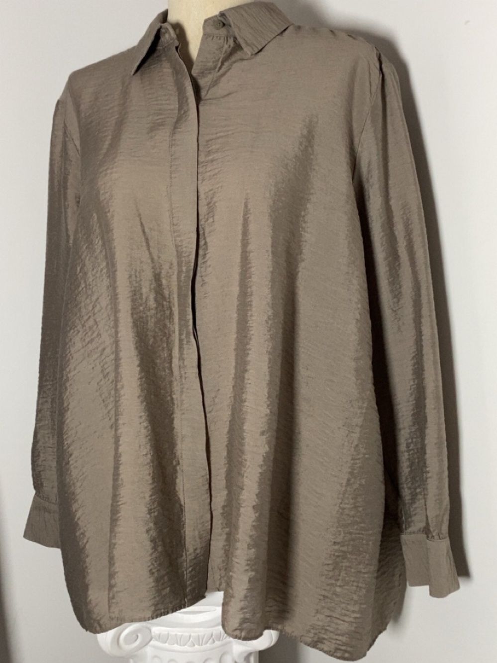 Simons Taupe Button-Down Blouse